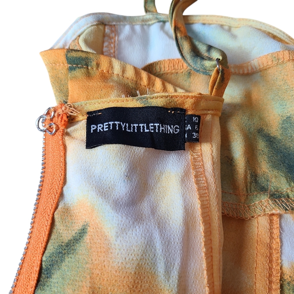 PRETTY LITTLE THING |ORANGE/YELLOW TIE-DYE CORSET TOP | SIZE 6 - Picture 3 of 10
